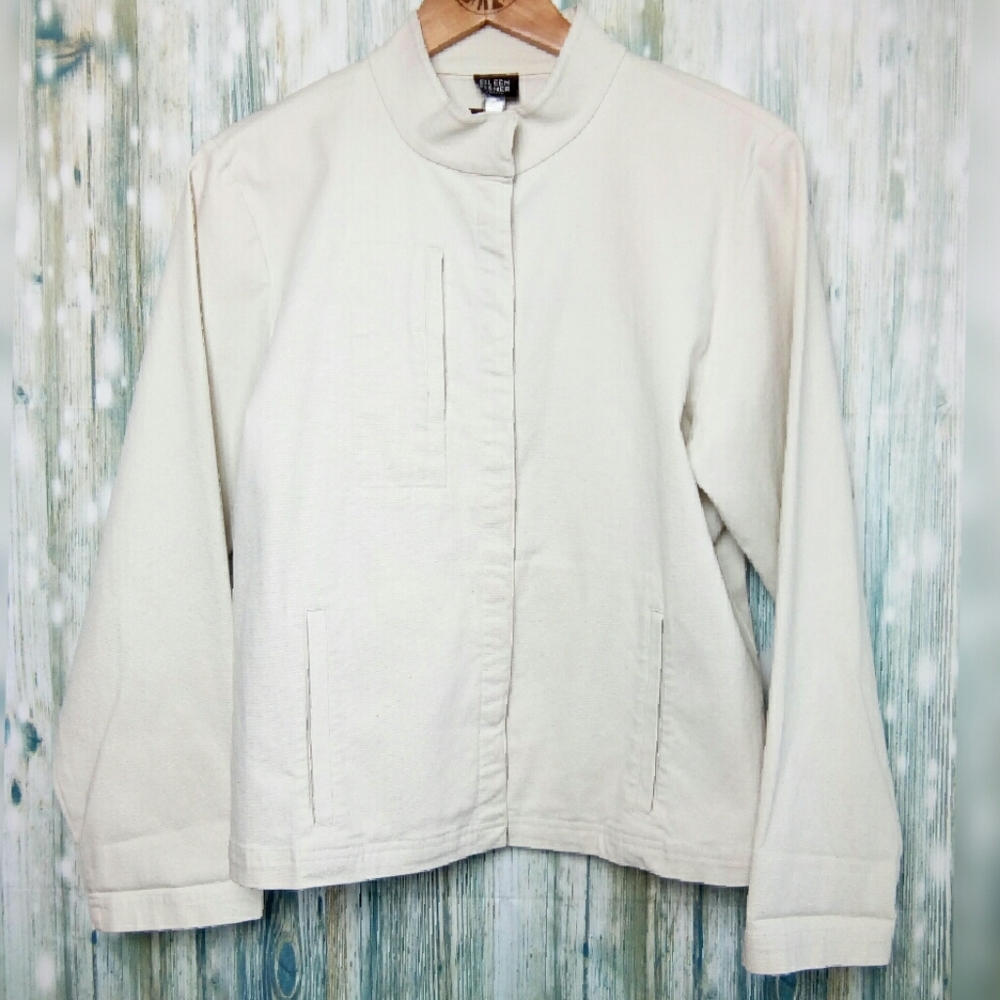 Eileen Fisher Petites snap front jacket off white LP